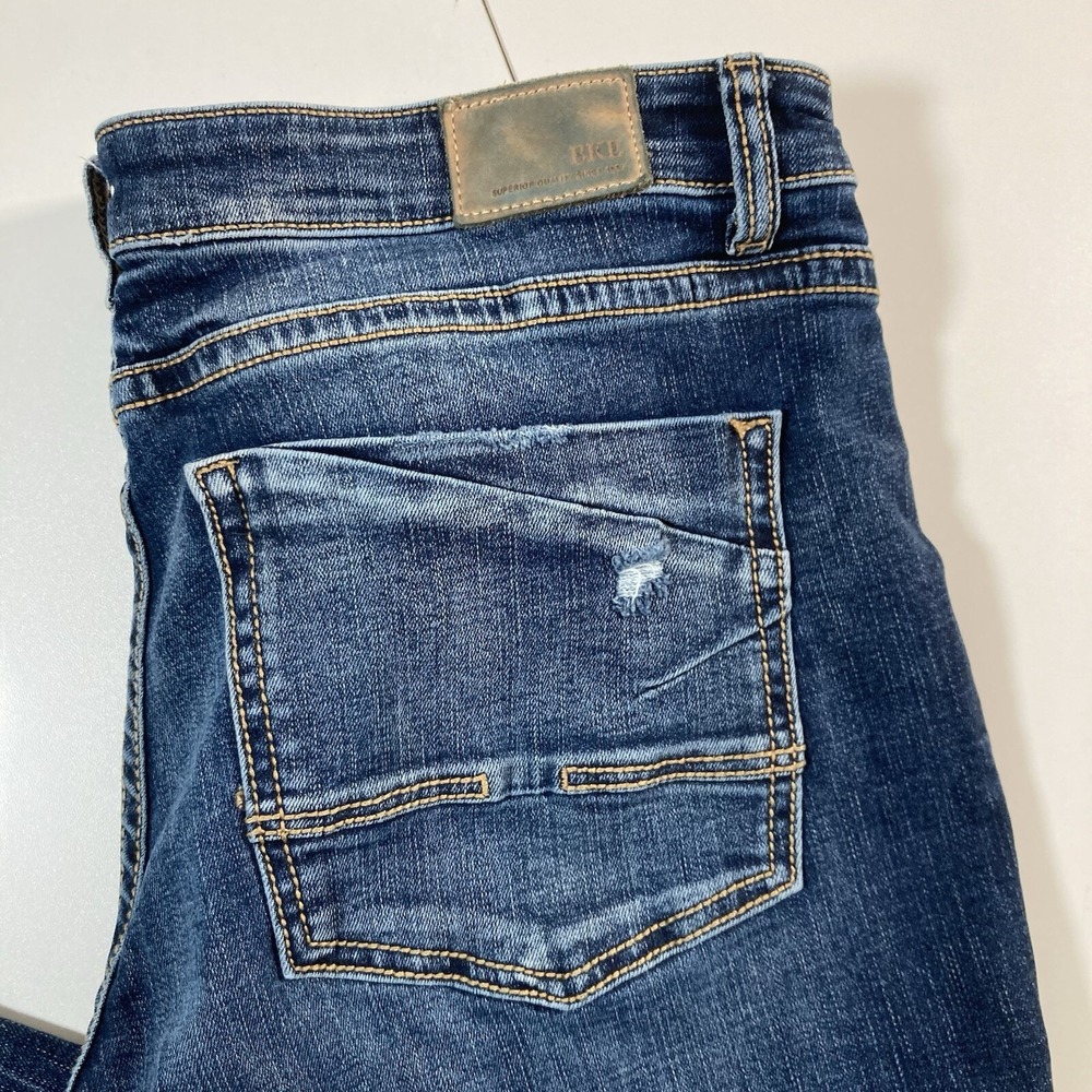 BKE Gabby Jeans 37x25‎ Women Curvy High Rise Faded Stretch Capri Western Cowgirl